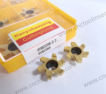 Yellow PVD Coated CNC Milling Insert Model HYMG3208-3.0  HYB208A, Grooving Inserts, Suitable for Difficult-to-Machine Materials Except High-Temperature Alloys.