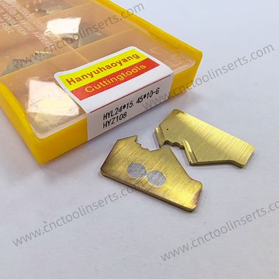 CNC Grooving Insert with PVD Coating HYL24*15.45*10-G HYZ108, Suitable for machining mild steel at low cutting speeds.