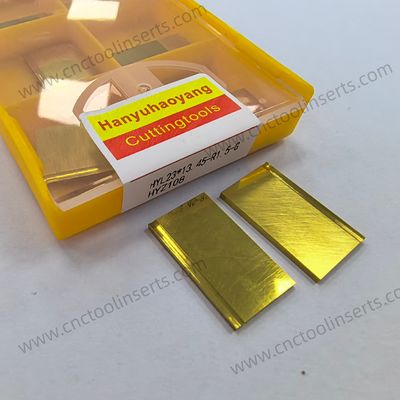 CNC Grooving Insert with PVD Coating HYL23*13.45-R1.5-G HYZ108, Suitable for machining mild steel at low cutting speeds.