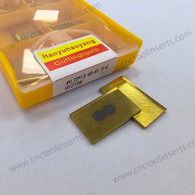 CNC Grooving Insert with PVD Coating HYL23*13.45-R1.5-G HYZ108, Suitable for machining mild steel at low cutting speeds.