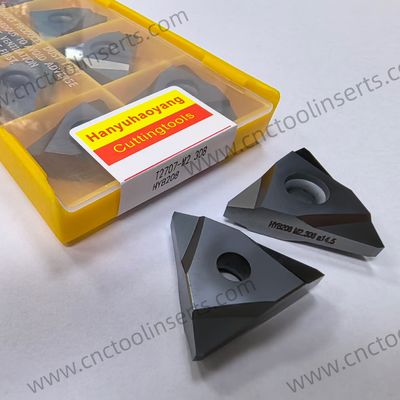 Carbide Whirling Milling Insert Model T2707-M2.308 with PVD Coating Grade HYB208 is suitable for machining all difficult-to-machine materials except superalloys