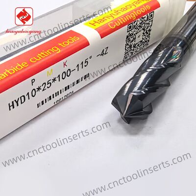 Model HYD10*25*100-115°-4Z, a 4-flute chamfering cutter with PVD coating, is primarily designed for chamfering workpiece edges