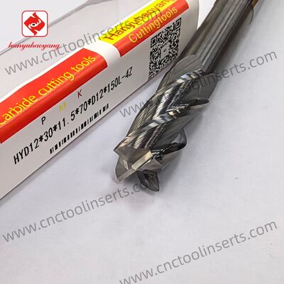 Model HYD12*30*11.5*70*D12*150L-4Z, 4-flute uncoated end mill, suitable for machining aluminum materials.