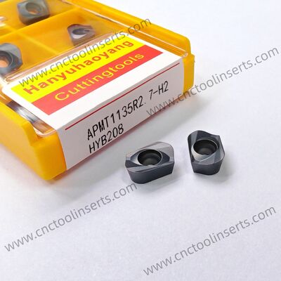 CNC precision milling series inserts, model APMT1135R2.7-H2, with PVD coating HYB208, applicable to machining all difficult - to - machine materials except superalloys.