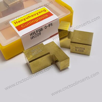 Inserto de ranura CNC revestido con PVD HYLFG8.0-PX con recubrimiento HYZ09 para el mecanizado de acero blando